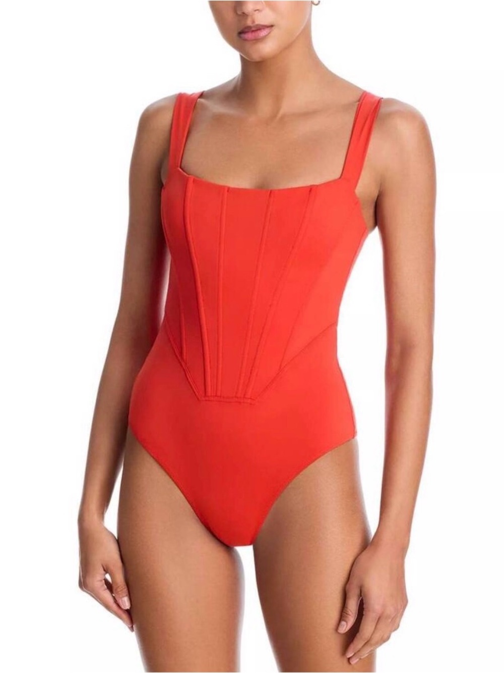 STAUD Adelaide One Piece
Swimsuit Black Corset Boning
In Flame New Size Small